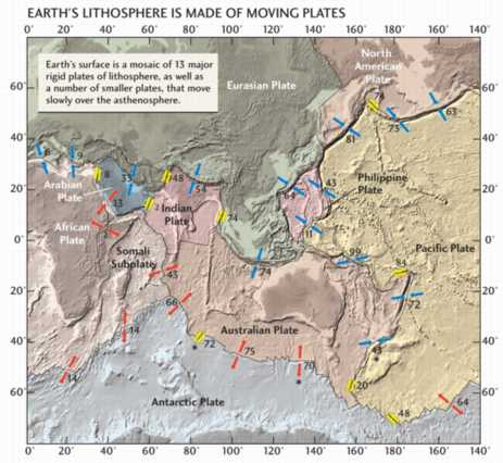 plate tectonic map of world