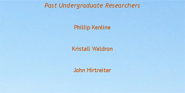 Text Box: Past Undergraduate ResearchersPhillip KenlineKristall WaldronJohn Hirtreiter